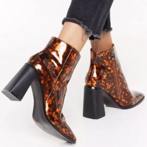 Nasty Gal Tort You'd Be Mine Faux Leather Ankle Boots US Size 8